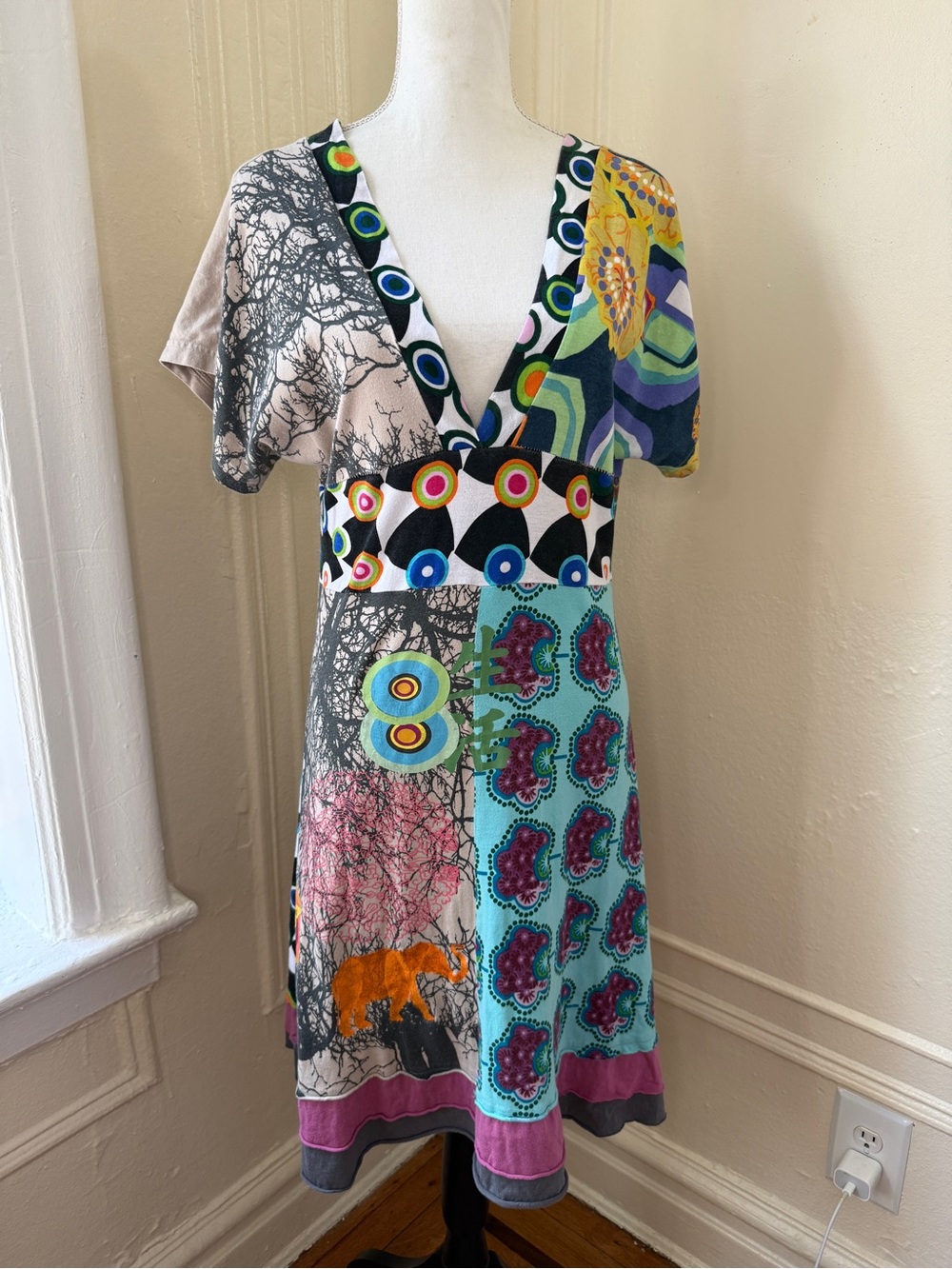 Y2K Desigual Designer Patchwork Eclectic Whimsigoth Slip-on Dress